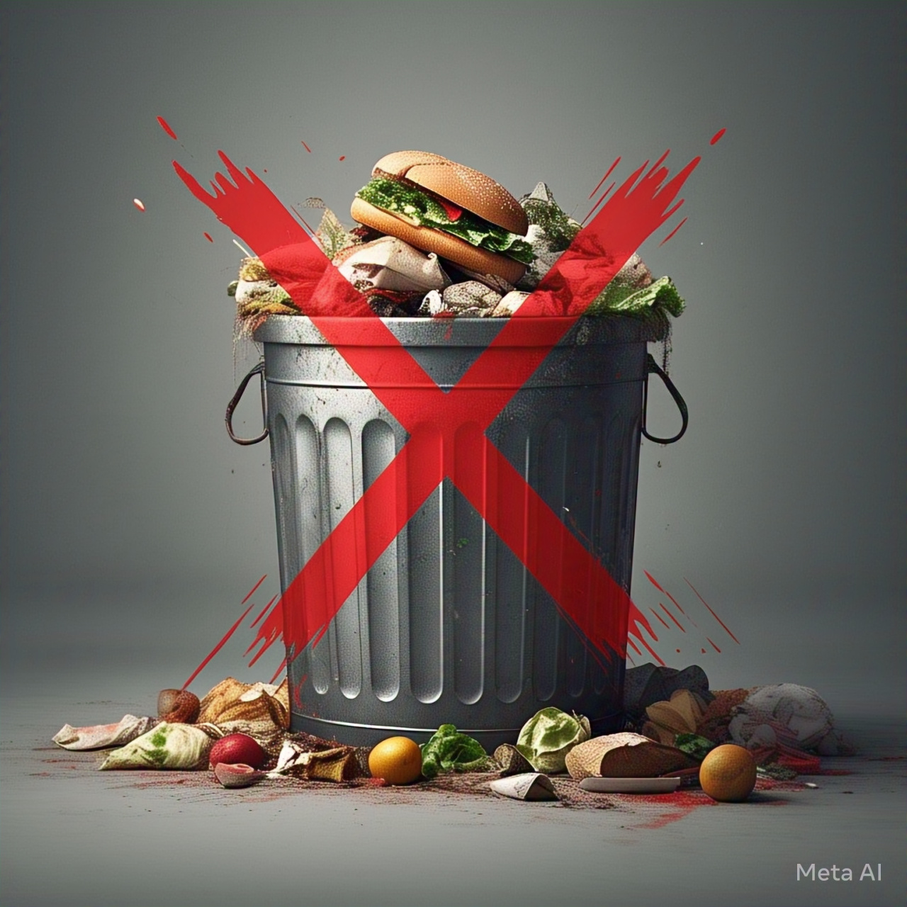 Bin with Food and a red X over it